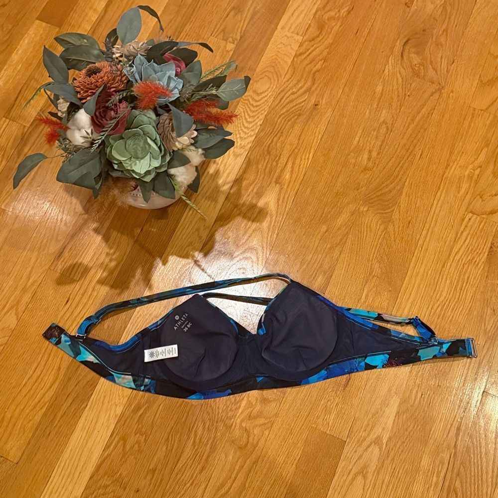 ATHLETA Blue and Green Patterned Bikini Top - 36 B/C - NWOT - Picture 4 of 5